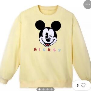 Oversized Disneyland Disney Parks Sweatshirt 2025 Embroidered Mickey Yellow